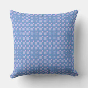 Mazipoodles 3D Square Grid Dusty Blue Lilac Throw Pillow