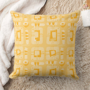 Mazipoodles Abstract Ethnic Matrix - Butterscotch Throw Pillow