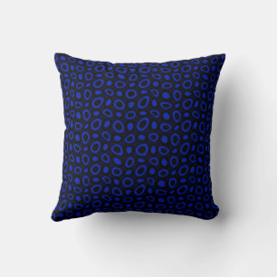 Mazipoodles Abstract Teardrops Black Electric Blue Throw Pillow