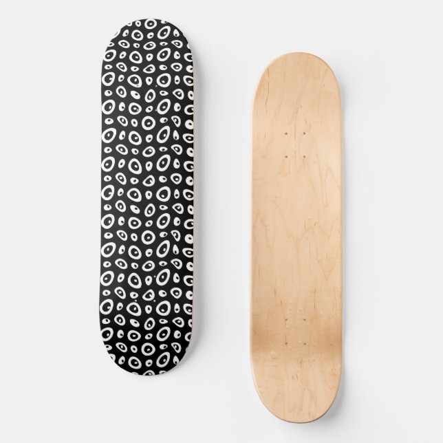 Mazipoodles Abstract Teardrops - Black White  Skateboard (Front)