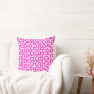 Mazipoodles Abstract Teardrops Fuchsia Pink White Throw Pillow