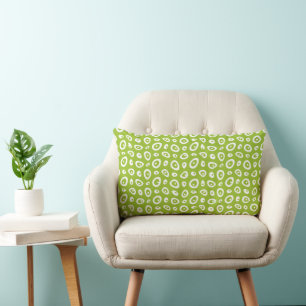 Mazipoodles Abstract Teardrops - Pear Green White Lumbar Pillow