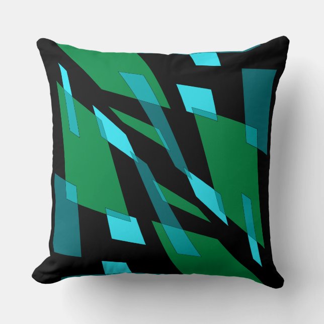 Mazipoodles Abstraction Perspective Black Green Throw Pillow (Front)