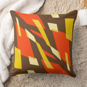 Mazipoodles Abstraction Perspective Brown Orange Throw Pillow