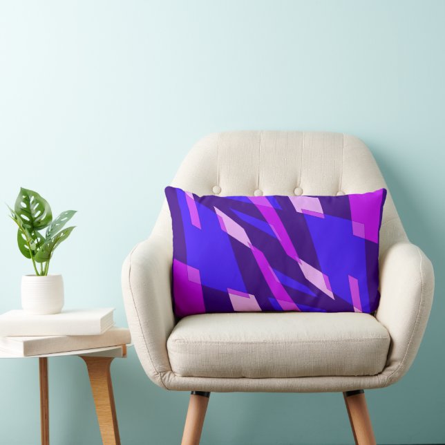 Mazipoodles Abstraction Perspective Indigo Fuchsia Lumbar Pillow (Chair)