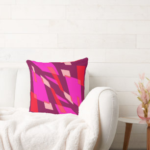 Mazipoodles Abstraction Perspective Magenta Tomato Throw Pillow