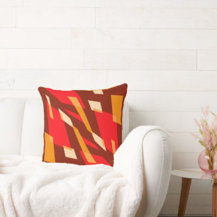 Mazipoodles Abstraction Perspective Maroon Orange Throw Pillow
