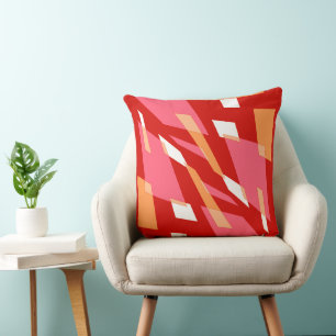 Mazipoodles Abstraction Perspective Red Orange Throw Pillow