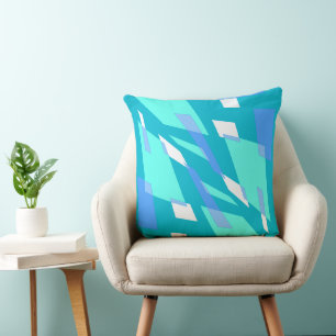 Mazipoodles Abstraction Perspective Teal Blue Throw Pillow