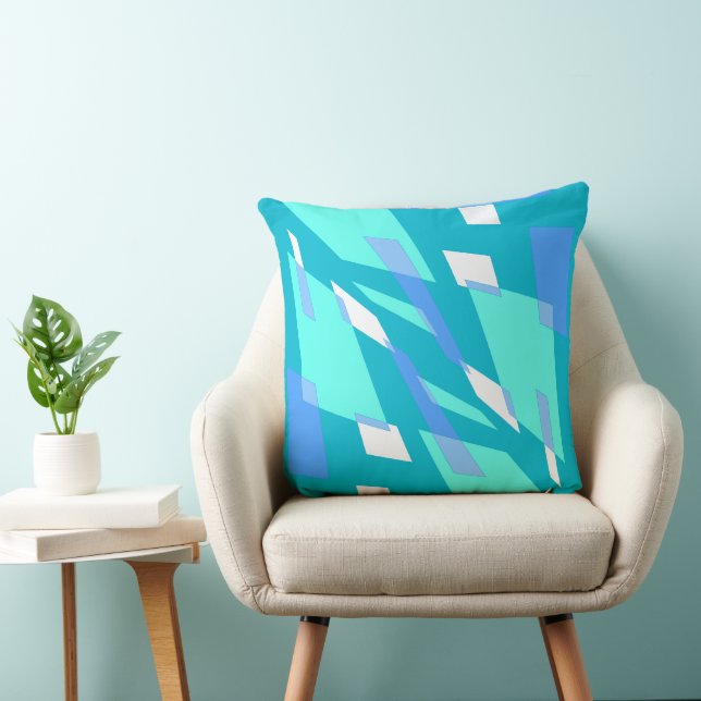 Mazipoodles Abstraction Perspective Teal Blue Throw Pillow (Chair)