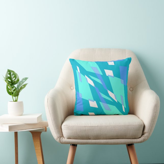 Mazipoodles Abstraction Perspective Teal Lilac  Throw Pillow (Chair)