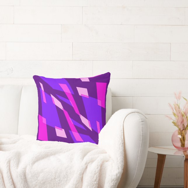 Mazipoodles Abstraction Perspective Violet Pink Throw Pillow (Couch)