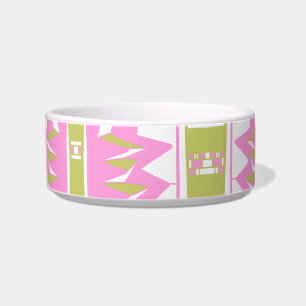 Mazipoodles Afrofuturist Pattern Pink White Green  Bowl