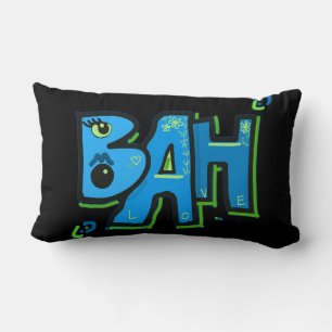 Mazipoodles Bah Humbug Love Green Blue Black Lumbar Pillow