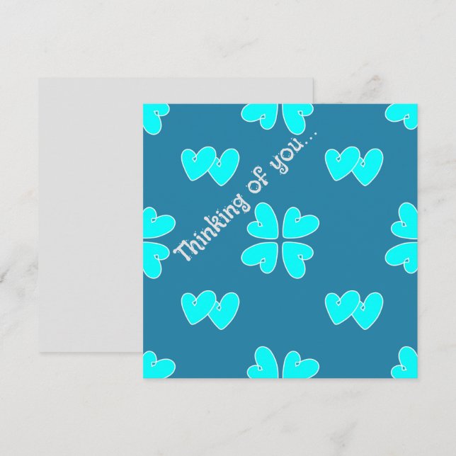 Mazipoodles Blue Hearts On Blue Thinking Of You Card (Front/Back)