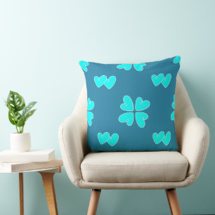 Mazipoodles Blue Hearts On Blue Throw Pillow