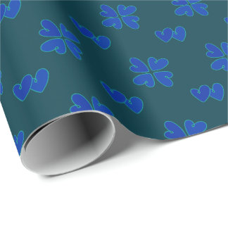 Mazipoodles Blue Hearts On Dark Teal Wrapping Paper