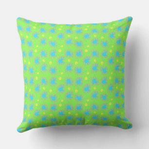 Mazipoodles Bold Daisies - Lime Blue Yellow Throw Pillow