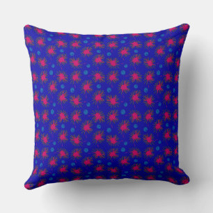 Mazipoodles Bold Daisies - Navy Cerise Blue Throw Pillow