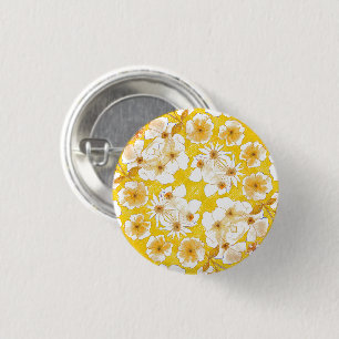 Mazipoodles Botanical Garden - Butterscotch Yellow 1 Inch Round Button
