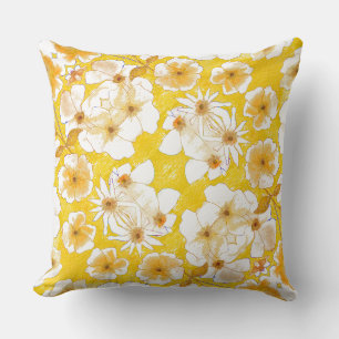 Mazipoodles Botanical Garden - Butterscotch Yellow Throw Pillow