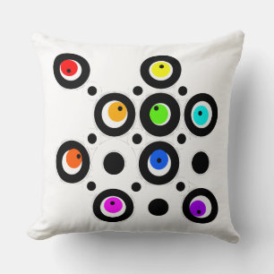 Mazipoodles Circles And Dots Pattern Rainbow Black Throw Pillow