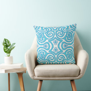 Mazipoodles Crazy Maze - Blue White Throw Pillow