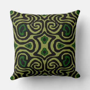 Mazipoodles Crazy Maze - Olive Black Green Throw Pillow