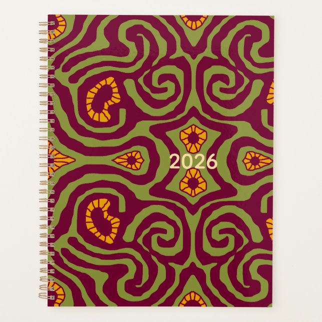 Mazipoodles Crazy Maze - Olive Burgundy Gold (Devant)