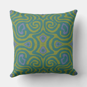 Mazipoodles Crazy Maze - Olive Teal Periwinkle Throw Pillow