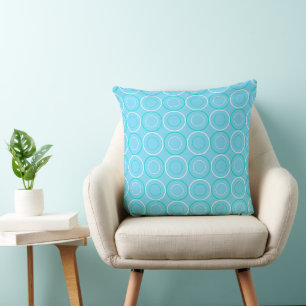 Mazipoodles Cute Circles - Bright Blue Throw Pillow