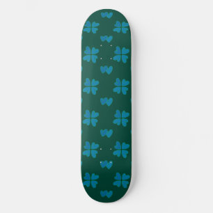 Mazipoodles Dusty Blue Hearts On Dark Green Skateboard