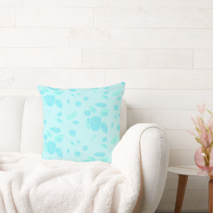 Mazipoodles Fish Roses Teal Green Throw Pillow