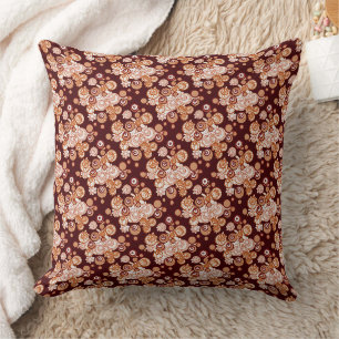 Mazipoodles Floral Bubbles Argyle Brown Mix White Throw Pillow