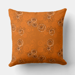 Mazipoodles Floral Bubbles - Dusty Orange Brown Throw Pillow