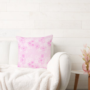 Mazipoodles Floral Bubbles - Pink White Throw Pillow