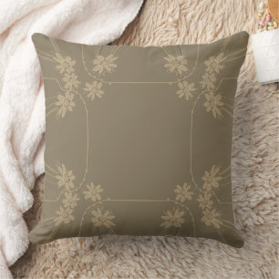 Mazipoodles Flowers Love To Sing - Sepia Neutral  Throw Pillow