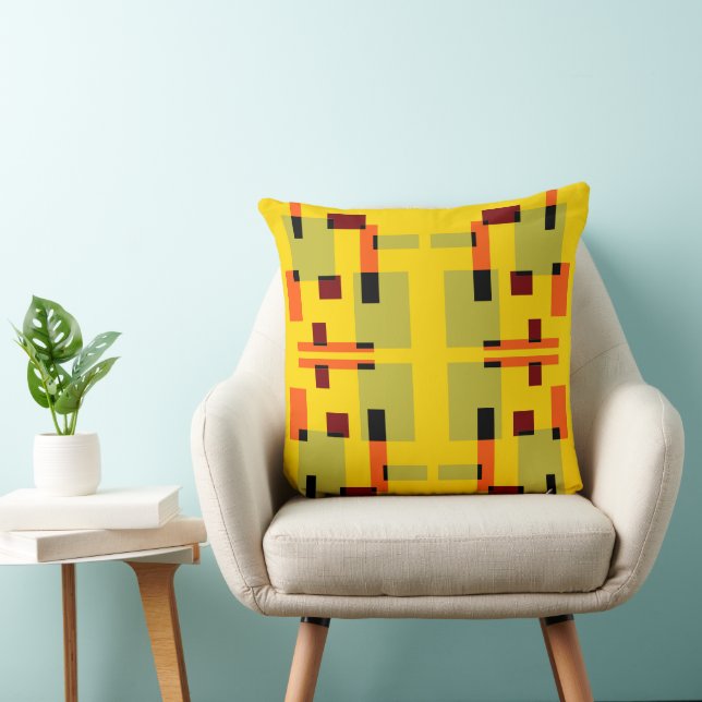 Mazipoodles Geometric Abstraction Yellow Throw Pillow (Chair)