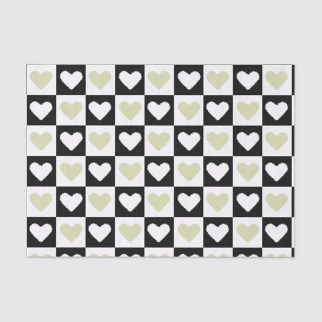 Mazipoodles Hearts Abstraction Olive Green Mini Tissue Paper (Front)