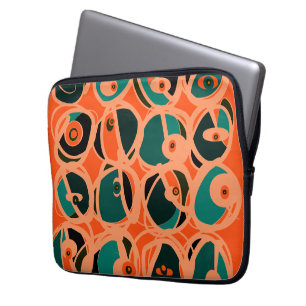 MAZIPOODLES I Spy Eye Orange Teal Black Laptop Sleeve