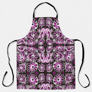 Mazipoodles Love Flowers - Black Purple White Apron