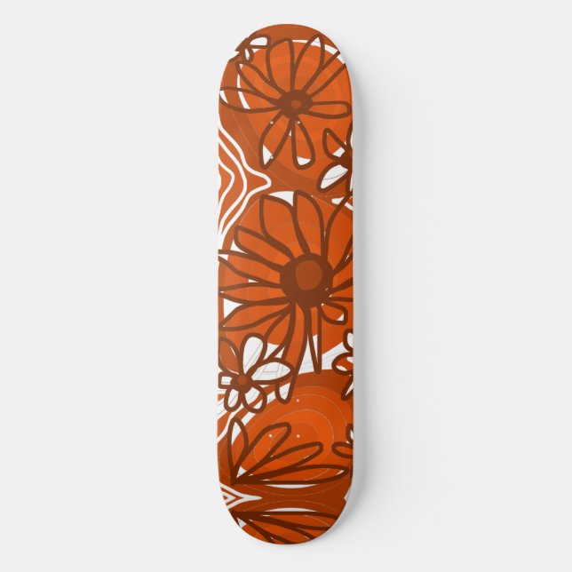 Mazipoodles Love Flowers - Burnt Orange Brown Skateboard (Front)