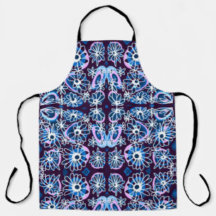 Mazipoodles Love Flowers - Indigo Blue Lilac White Apron