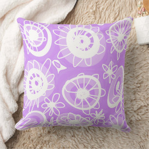 Mazipoodles Love Flowers - Lilac White Throw Pillow