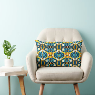 Mazipoodles Neuro Art - Blue Yellow Orange Lumbar Pillow