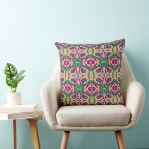 Mazipoodles Neuro Art - Coral Green Purple Pink Throw Pillow
