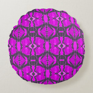 Mazipoodles Neuro Art - Dusty Magenta Aubergine  Round Pillow