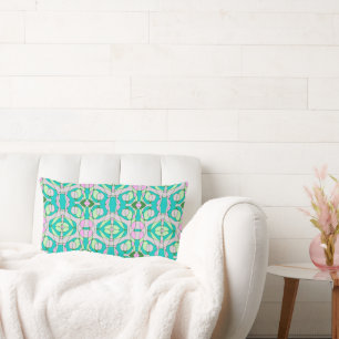 Mazipoodles Neuro Art - Dusty Teal Pink Green Lumbar Pillow
