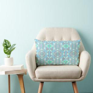 Mazipoodles Neuro Art Grey Blue White Spearmint Lumbar Pillow