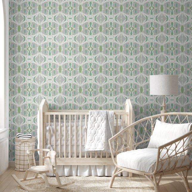 Mazipoodles Neuro Art - Pastel Grey Teal Green Wallpaper (Kids)